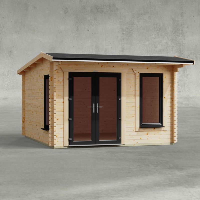 Powersheds 12' x 14' Apex Log Cabin Home Office - 44mm at Cabins.co.uk