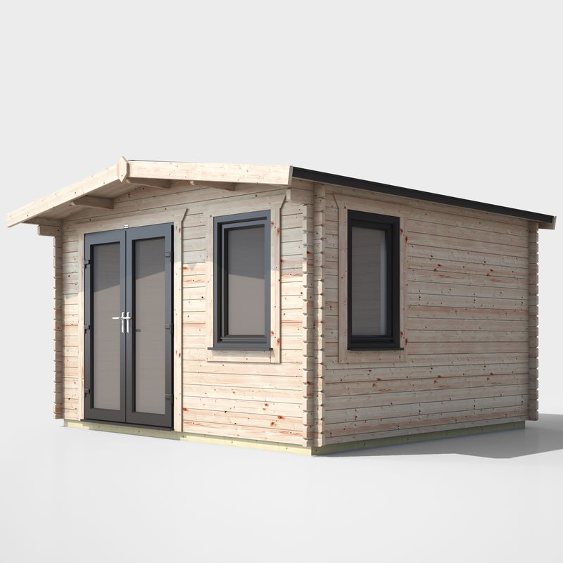 Powersheds 12' X 12' Chalet Log Cabin Home Office - 44mm
