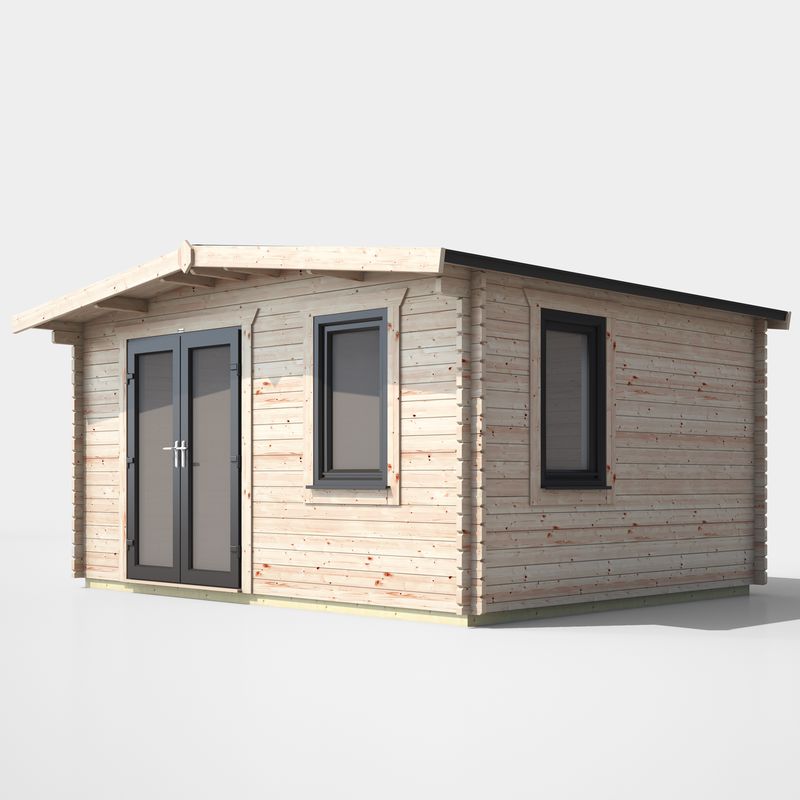 Powersheds 12' X 14' Chalet Log Cabin Home Office - 44mm