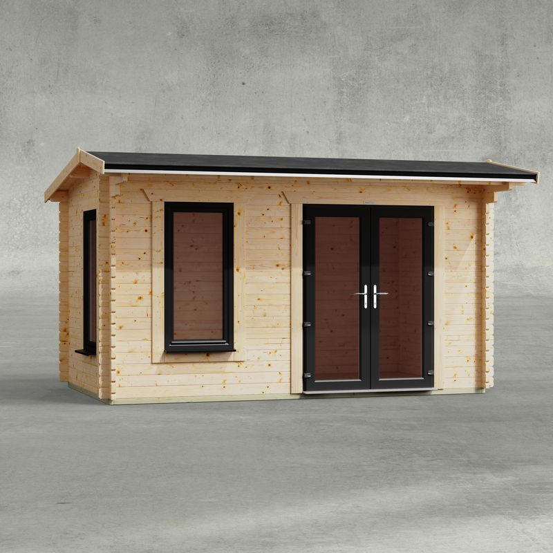 Powersheds 14' X 8' Apex Log Cabin Home Office - 44mm