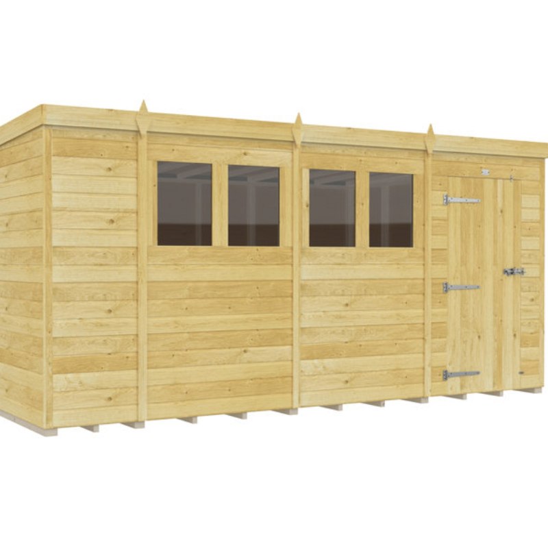 Holt 14' x 9' Pressure Treated Shiplap Modular Pent Shed at Cabins.co.uk