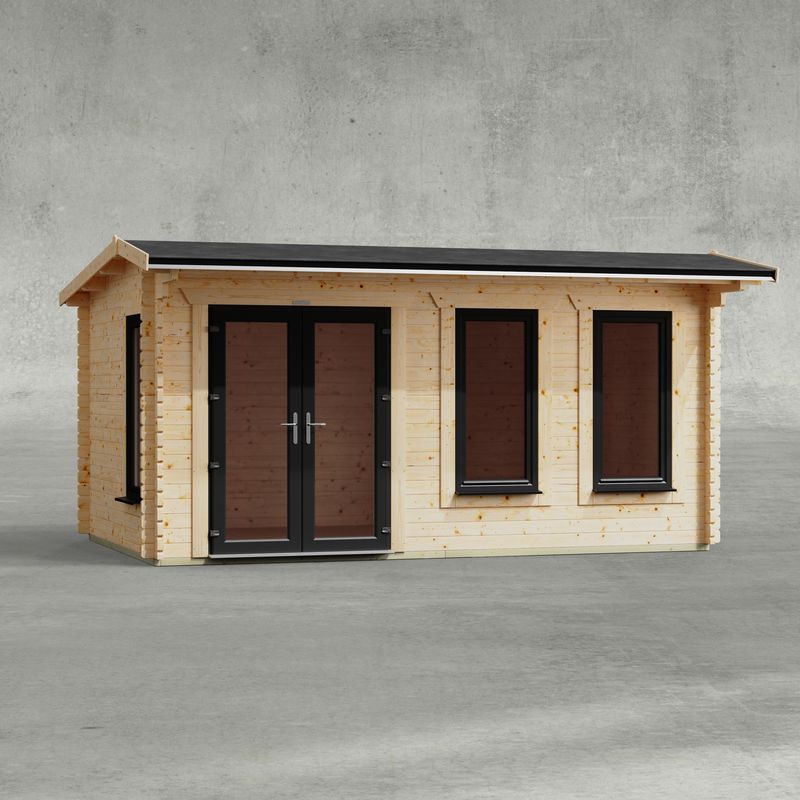 Powersheds 16' x 10' Apex Log Cabin Home Office - 44mm at Cabins.co.uk