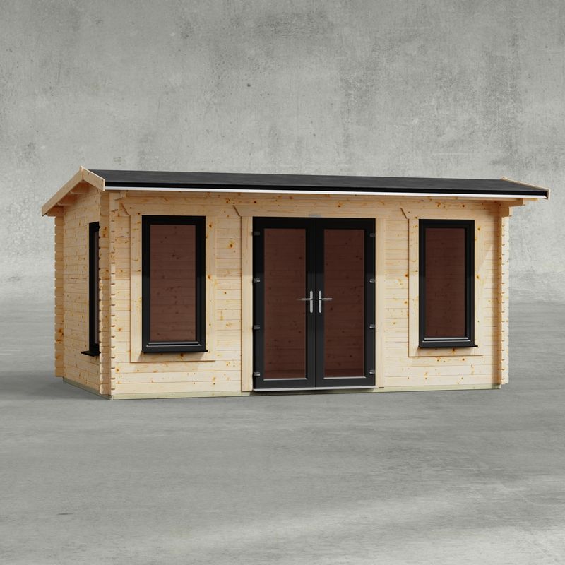 Powersheds 16' X 10' Apex Log Cabin Home Office - 44mm
