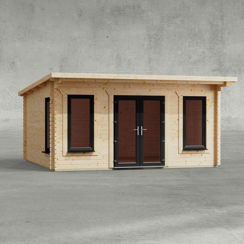 Powersheds 16' X 14' Pent Log Cabin Home Office - 44mm