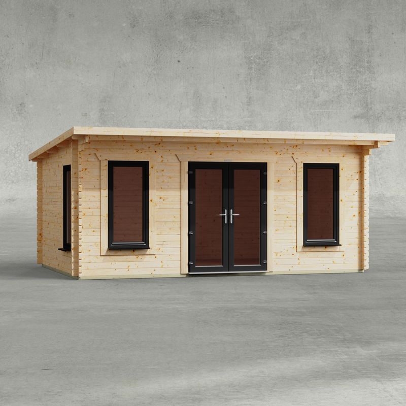 Powersheds 18' x 12' Pent Log Cabin Home Office - 44mm at Cabins.co.uk