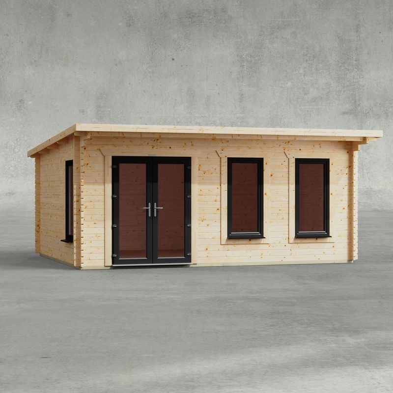 Powersheds 18' X 14' Pent Log Cabin Home Office - 44mm