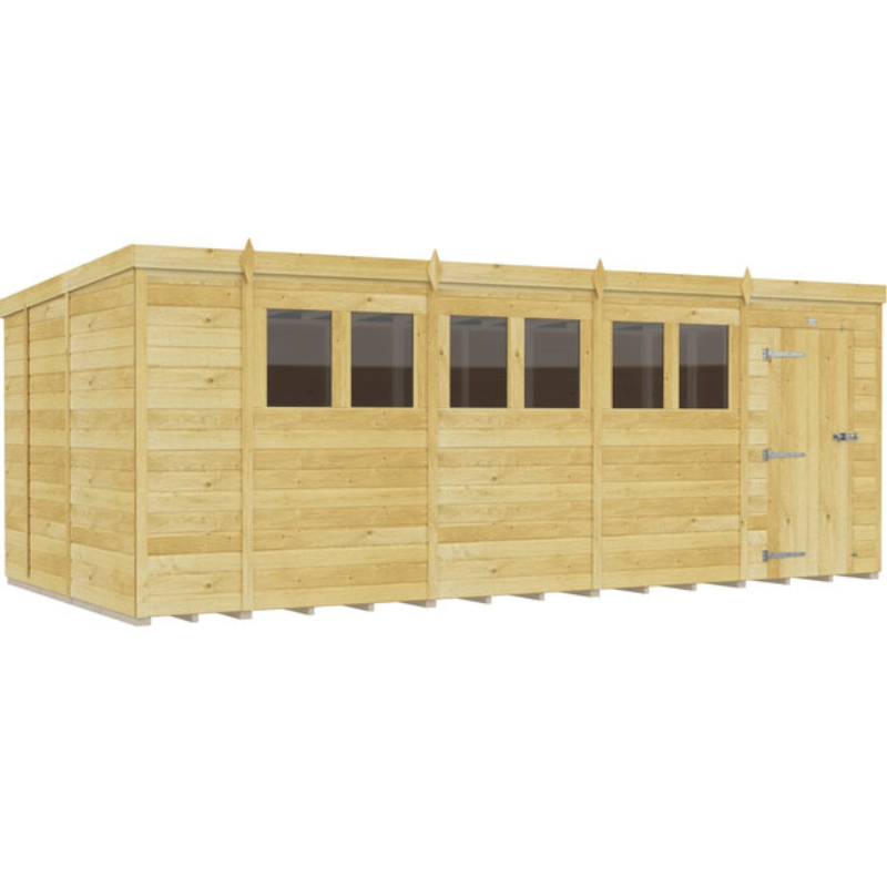 Holt 18' x 9' Pressure Treated Shiplap Modular Pent Shed at Cabins.co.uk