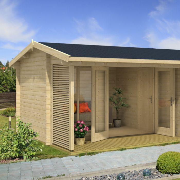Greenway 4.3m X 6.15m Brompton Log Cabin - 44mm