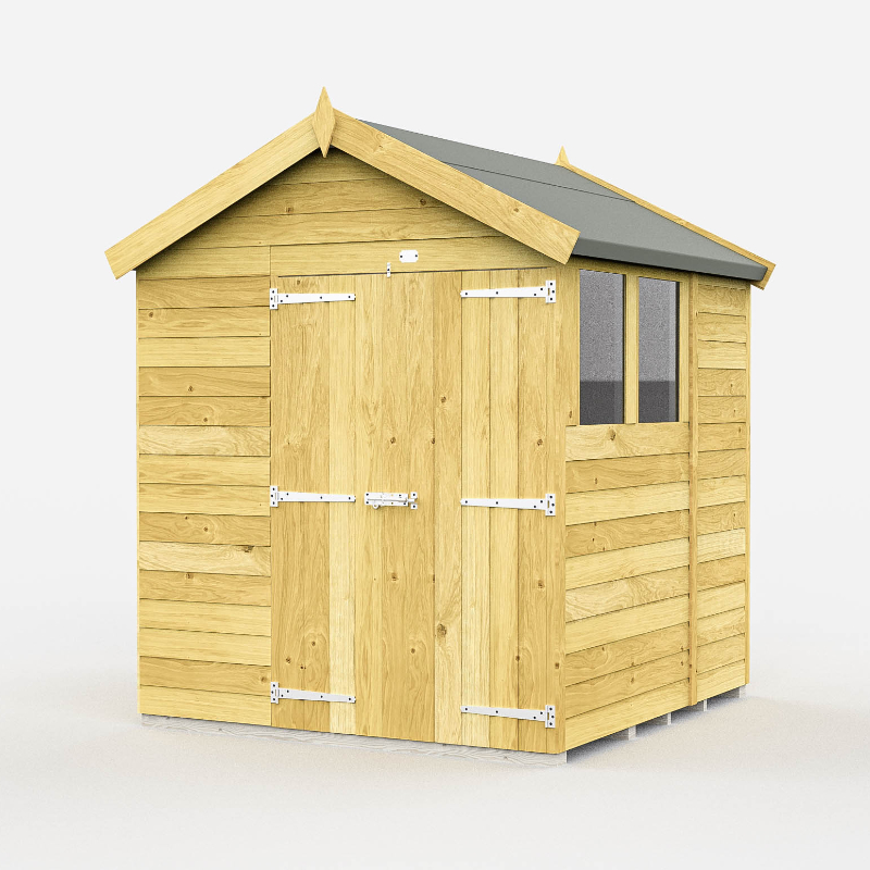 Holt 6' x 7' Double Door Shiplap Pressure Treated Modular Apex Shed from Cabins.co.uk