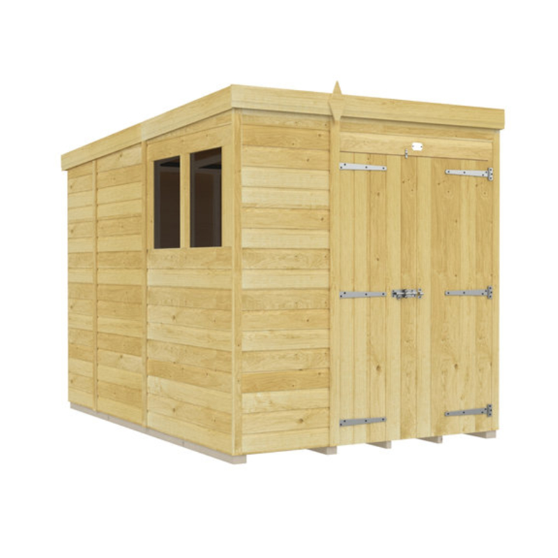 Holt 6' x 9' Double Door Shiplap Pressure Treated Modular Pent Shed at Cabins.co.uk