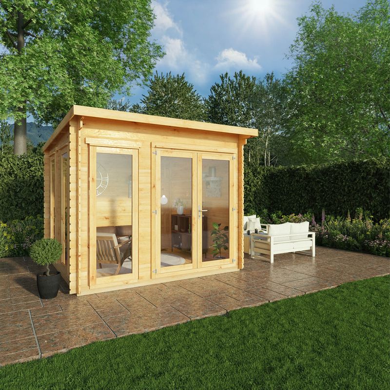 Adley 3m x 3m Alpha Pent Log Cabin - 28mm-90233