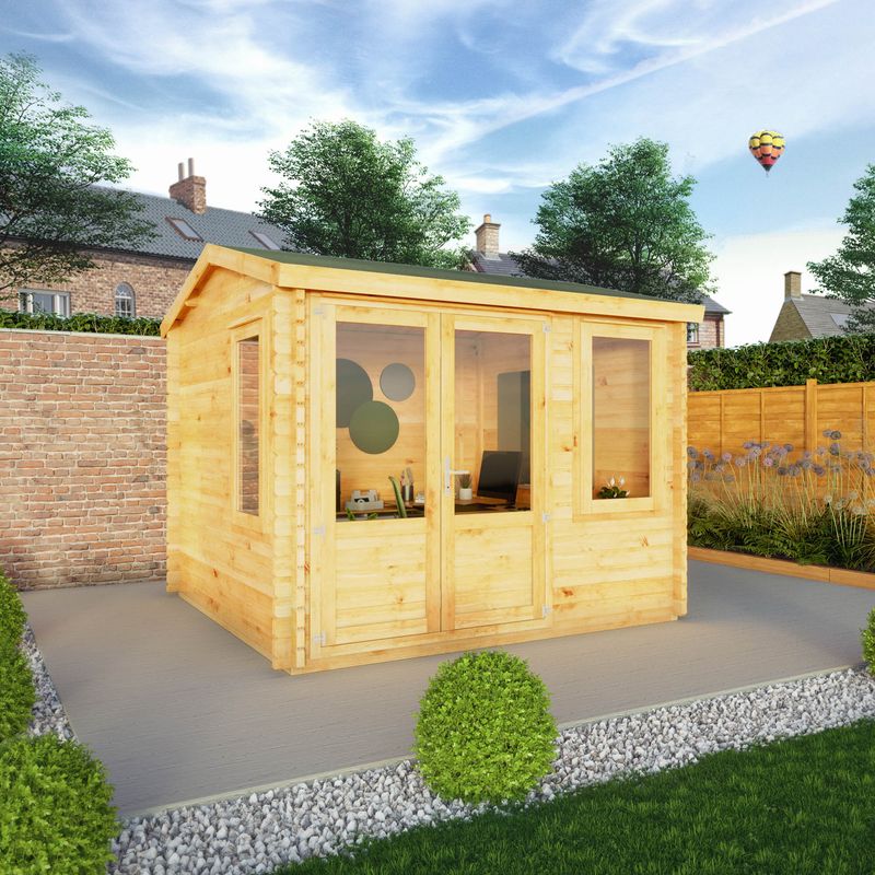 Mercia 3m x 3m Home Office Elite Log Cabin (28mm), Brown