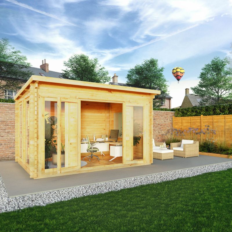 Adley 4m X 3m Alpha Pent Log Cabin - 28mm