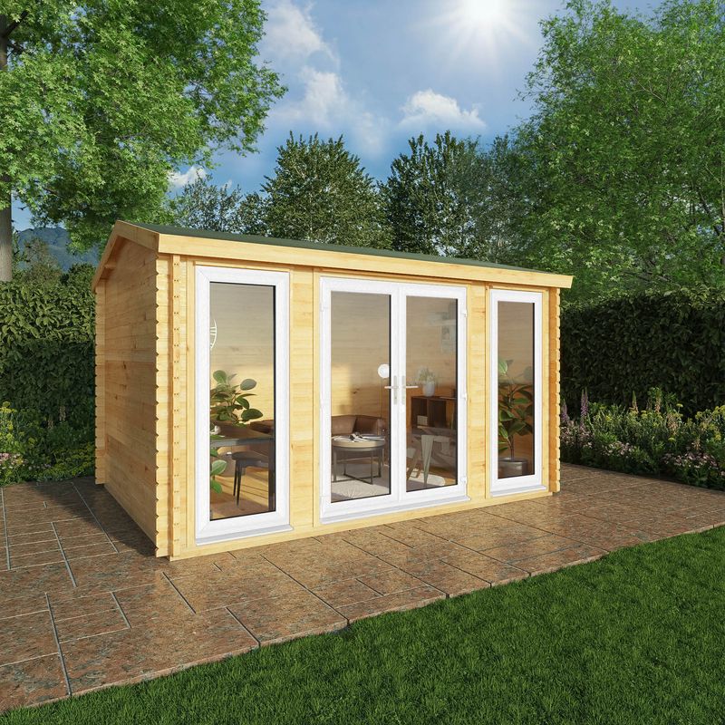 Adley 4m X 3m Bravo Home Office Log Cabin With Upvc Windows & Doors - 44mm