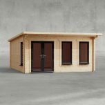 Powersheds 16' x 16' Pent Log Cabin Home Office - 44mm