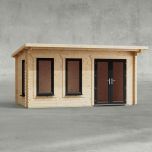 Powersheds 16' x 8' Pent Log Cabin Home Office - 44mm