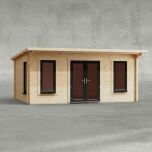 Powersheds 18' x 12' Pent Log Cabin Home Office - 44mm