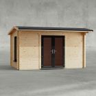 Powersheds 14' x 8' Apex Log Cabin Home Office - 44mm