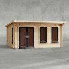 Powersheds 16' x 12' Pent Log Cabin Home Office - 44mm