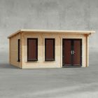 Powersheds 16' x 14' Pent Log Cabin Home Office - 44mm