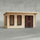 Powersheds 16' x 8' Pent Log Cabin Home Office - 44mm