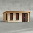 Powersheds 18' x 18' Apex Log Cabin Home Office - 44mm