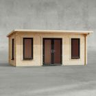 Powersheds 18' x 8' Pent Log Cabin Home Office - 44mm