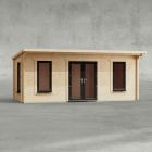 Powersheds 20' x 8' Pent Log Cabin Home Office - 44mm
