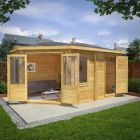 Adley 5m x 3m Dorchester Corner Log Cabin With Side Shed- 44mm