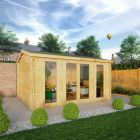 Adley 4.5m x 3.5m Bravo Home Office Log Cabin - 28mm