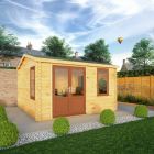 Adley 4m x 4m Delta Home Office Log Cabin With UPVC Windows & Doors - 44mm