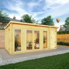 Adley 5.1m x 3m Alpha Pent Log Cabin With Side Shed - 44mm