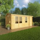 Adley 5.1m x 4m Delta Home Office Log Cabin With Side Shed - 28mm