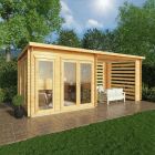 Adley 6m x 3m Alpha Pent Log Cabin With Slatted Area - 28mm