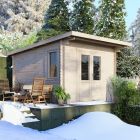 Powersheds 12' x 14' Pent Log Cabin Home Office - 28mm
