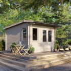 Powersheds 12' x 14' Apex Log Cabin Home Office - 28mm