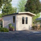 Powersheds 14' x 12' Chalet Log Cabin Home Office - 28mm