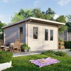 Powersheds 14' x 14' Pent Log Cabin Home Office - 28mm