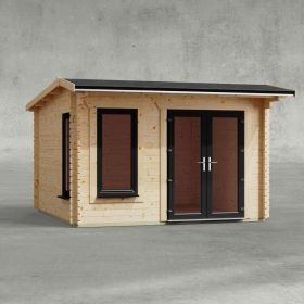 Powersheds 12' x 12' Apex Log Cabin Home Office - 44mm