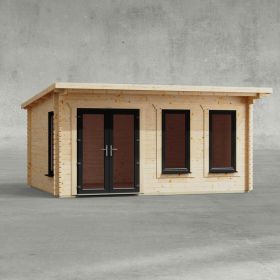 Powersheds 16' x 12' Pent Log Cabin Home Office - 44mm