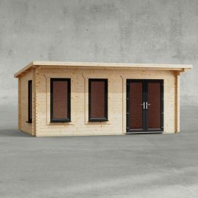 Powersheds 18' x 10' Pent Log Cabin Home Office - 44mm
