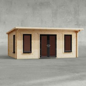 Powersheds 18' x 12' Pent Log Cabin Home Office - 44mm