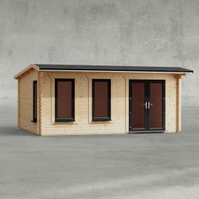 Powersheds 18' x 14' Apex Log Cabin Home Office - 44mm