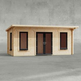 Powersheds 18' x 8' Apex Log Cabin Home Office - 44mm