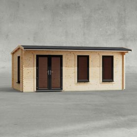 Powersheds 20' x 10' Apex Log Cabin Home Office - 44mm