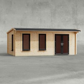 Powersheds 20' x 12' Apex Log Cabin Home Office - 44mm