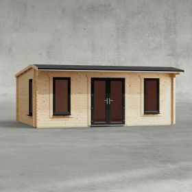 Powersheds 20' x 14' Apex Log Cabin Home Office - 44mm