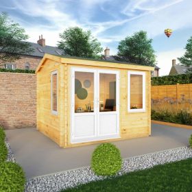 Adley 3m x 3m Delta Home Office Log Cabin With UPVC Windows & Doors - 44mm