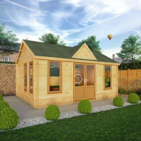 Adley 5.3m x 4m Echo Log Cabin With UPVC Windows & Doors - 44mm