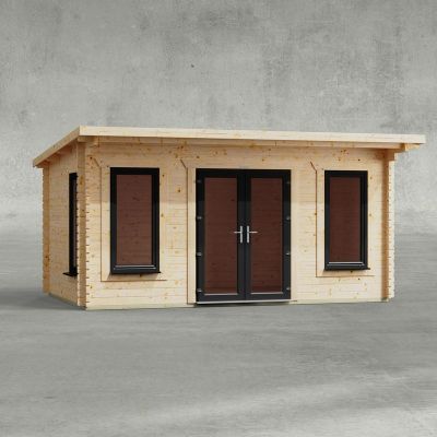 Powersheds 16' x 10' Pent Log Cabin Home Office - 44mm